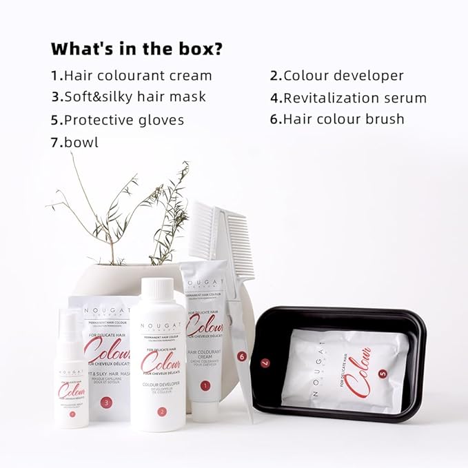 NOUGAT Amber Brown Natural Permanent Hair Color Kit,Dermatologically Tested, Ammonia & Alcohol Free, 100% Grey Coverage, Hair Mask & Essence included, Long Lasting-Velvo Beauty