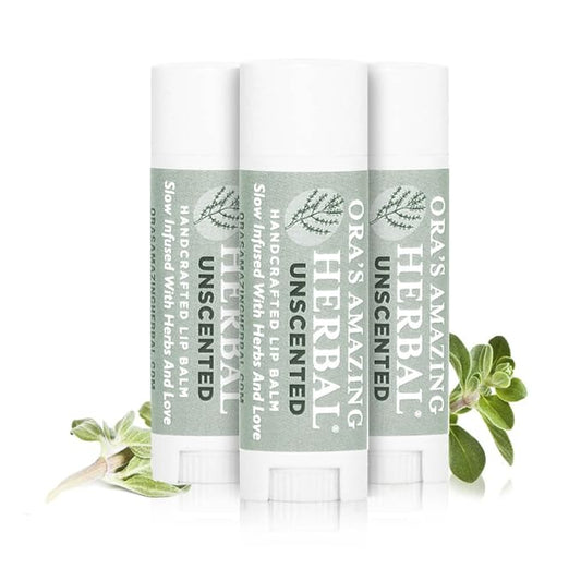 Unscented Lip Balm, Herbal Lip Balm, Healing Lip Balm, Balm for Perioral Dermatitis, Very Dry Lips, Natural Fragrance Free Beeswax Lip Balm (Unscented Pack of 3)-Velvo Beauty