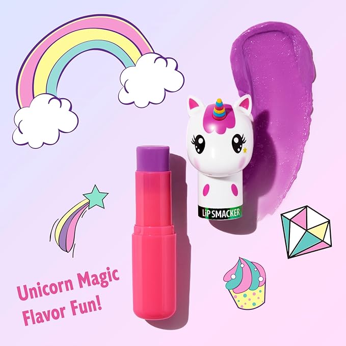 Lip Smacker Lippy Pals Unicorn, Flavored Moisturizing & Smoothing Soft Shine Lip Balm, Hydrating & Protecting Fun Tasty Flavors, Cruelty-Free & Vegan - Unicorn Magic-Velvo Beauty