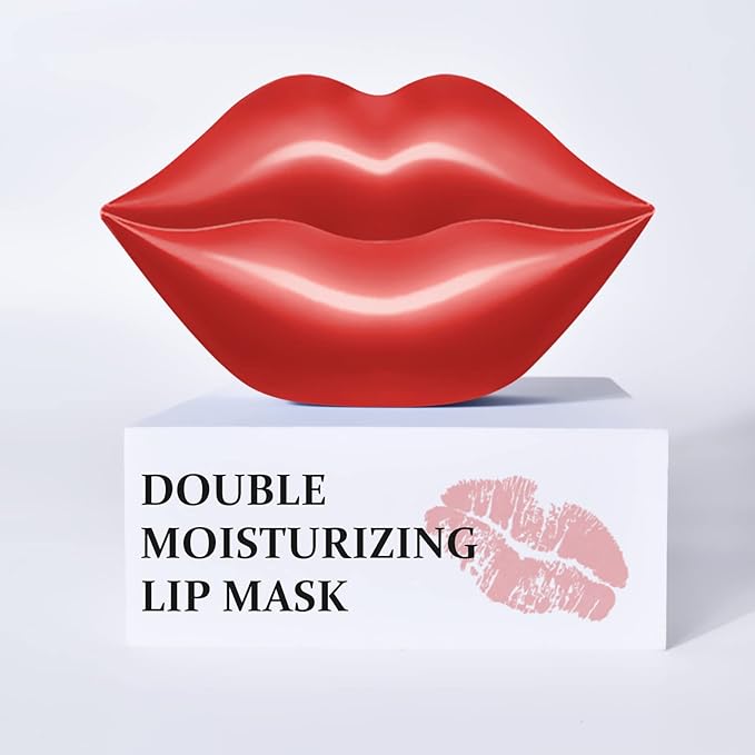 20Pcs Lip Mask, Red Cherry Lip Moisturizing Plumping Masks Overnight, Lip Gel Treatment Lip Masks for Dry Lips Smooth& Plump Chapped Lip Collagen Overnight Lip Care Pads Patches(Red)-Velvo Beauty