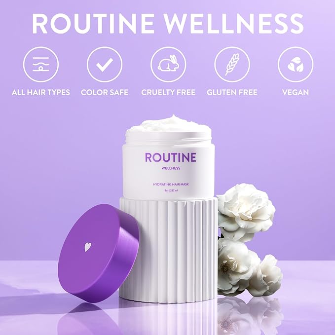 Routine Wellness Deep Conditioning Hair Mask for Dry Damaged Hair - Hydrating, Moisturizing Repair Treatment - Promotes Fullness - Coconut & Vanilla 8oz-Velvo Beauty