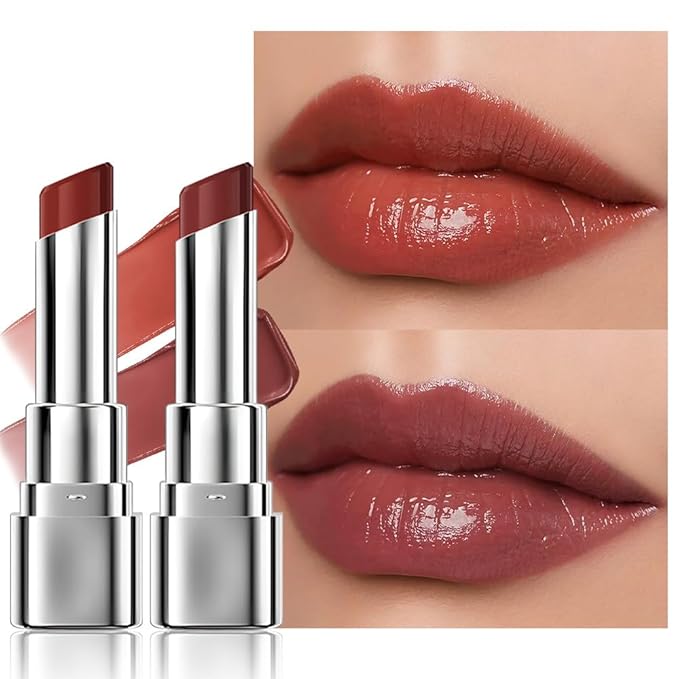 2Pcs Tinted Lip Balm Moisturizing Lipstick – Warm Orange Brown & Deep Rose Color Bean Paste Sheer Hydrating Lip Color for Dry Lips Nourishing Lip Balm for All Women with a Subtle Natural Scent-Velvo Beauty