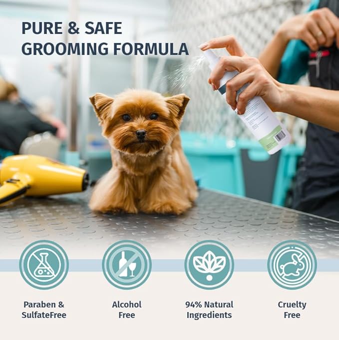 Natural Pet Cologne - Powdery Floral Scent, 3-in-1 Deodorizing, Conditioning & Moisturizing Spray for Dogs & Cats - Long Lasting. Daily Use, 8 fl oz (Female Pet)-Velvo Beauty