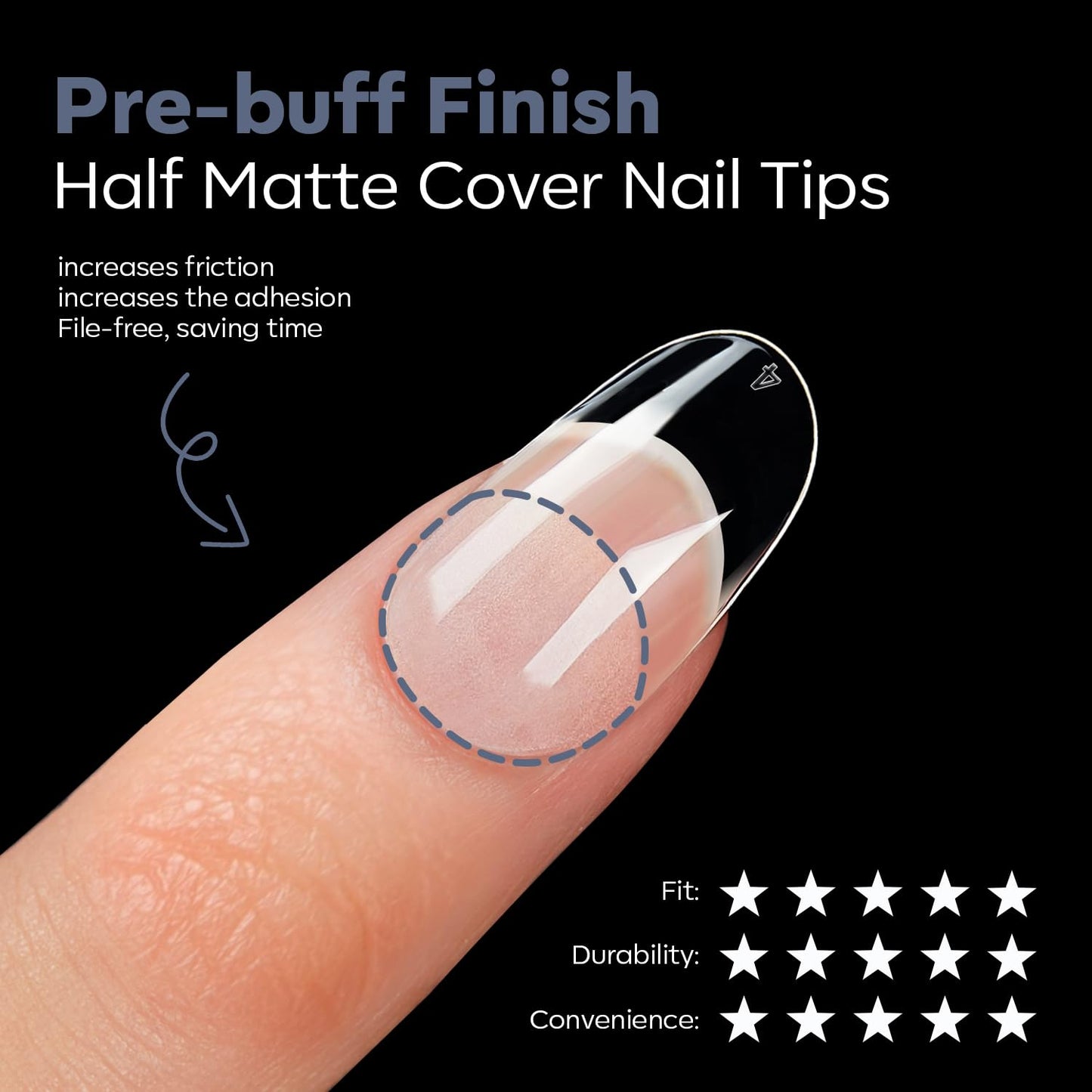 Modelones Medium Round Oval Fake Nail Tips - 510Pcs Gel Tips Pre-shaped Half Matte Full Cover Clear Acrylic Gel Kit False Press on Nails for Extension DIY Salon 15Sizes-Velvo Beauty