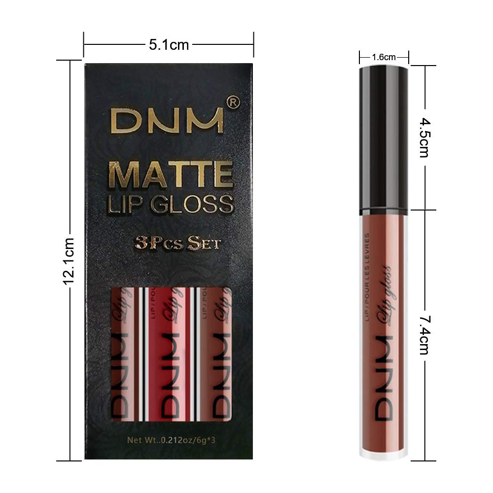 evpct 3Pcs Matte 24-hour Liquid Lipstick Sets, Dark Ruby Brown Red Permanent Stay on Lipstick Lip Set for Black Women Long Lasting 24 Hours Smudge Proof labiales matte labial mate larga duracion 24 02-Velvo Beauty