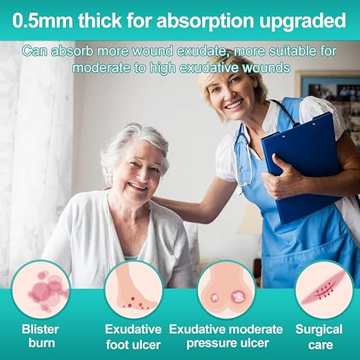 Dimora Hydrocolloid Dressing 4" x 4" for Wound Care, 10 Pack Large Patch Bandages with Self-Adhesive for Bedsore, Burn, Blister, Acne Care, Super Absorbent for Fast Healing-Velvo Beauty