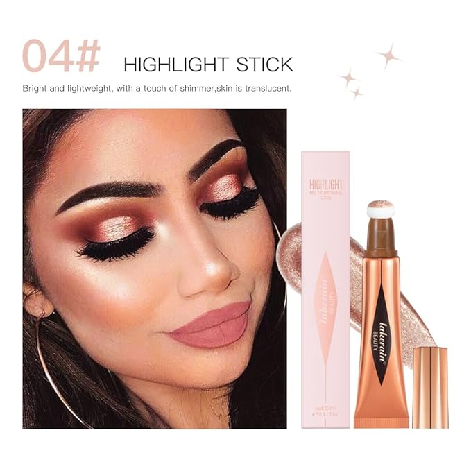 Liquid Highlighter Beauty Stick, Highlighter Makeup, Highlighter Wand,Liquid Beauty Stick With Cushion Applicator For Highlighter, Natural Matte FinIsh Makeup For Women(04#)-Velvo Beauty