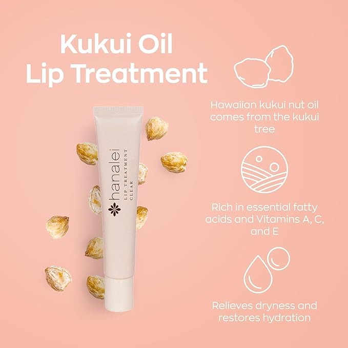 Hanalei Lip Treatment for Dry, Chapped Lips – Intensive Overnight Moisturizer with Kukui Oil, Shea Butter & Grapeseed Oil – Hydrating Balm for Healing Cracks – Clear Tint, Full-Size 15g – Cruelty-Free-Velvo Beauty