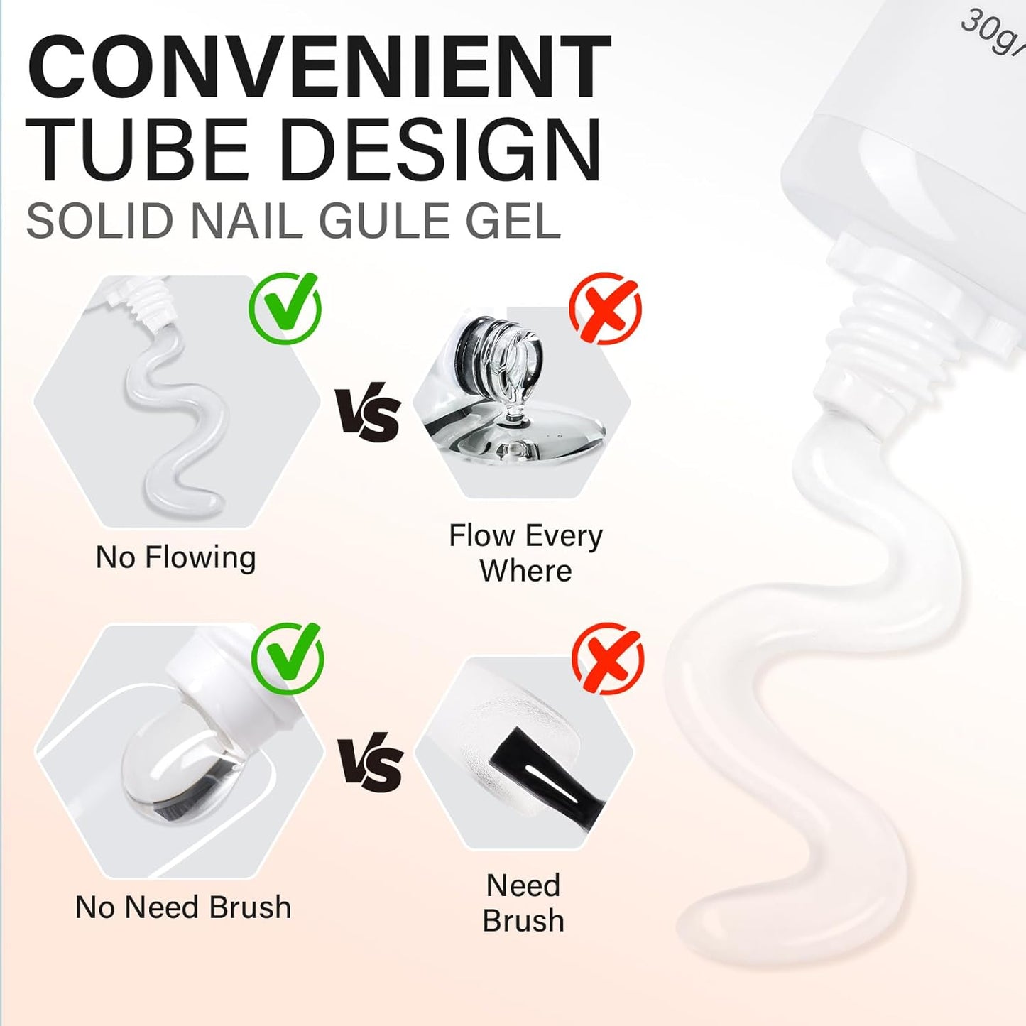 AILLSA Solid Gel Nail Glue for Nail Tips Super Strong Gel Glues Professional Fake Acrylic Soft Nails Glue U V Lamp Curing Needed - Long Lasting 15g / 0.5fl.oz-Velvo Beauty