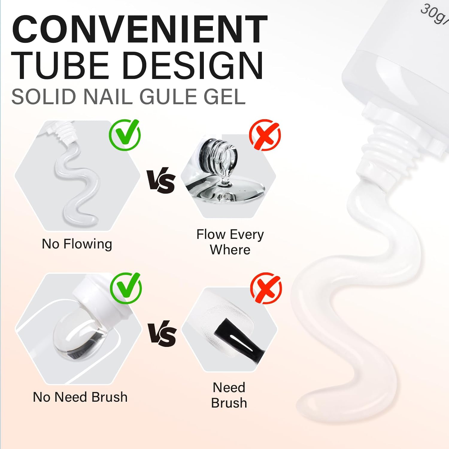 AILLSA Solid Gel Nail Glue for Nail Tips Super Strong Gel Glues Professional Fake Acrylic Soft Nails Glue U V Lamp Curing Needed - Long Lasting 15g / 0.5fl.oz-Velvo Beauty