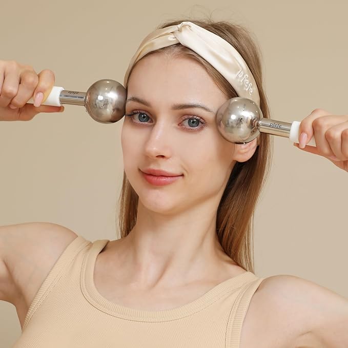 Ice Globes for Face & Eyes, Unbreakable Stainless Steel Cryo Sticks for Beauty Routines, Facials Cold Roller Cooling Globes for Puffiness, Wrinkles, Dark Circles, Headaches-Velvo Beauty