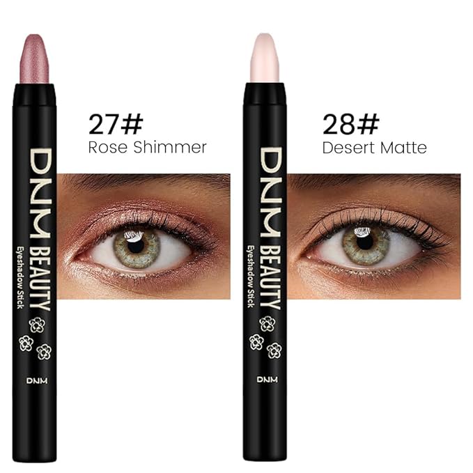Kaely 2Pcs Cream Eyeshadow Sticks Set for Eyes Waterproof,Rose Shimmer & Desert Matte Eye shadow Stick Pencil Pen Bulk sombras en crema para ojos 27+28-Velvo Beauty
