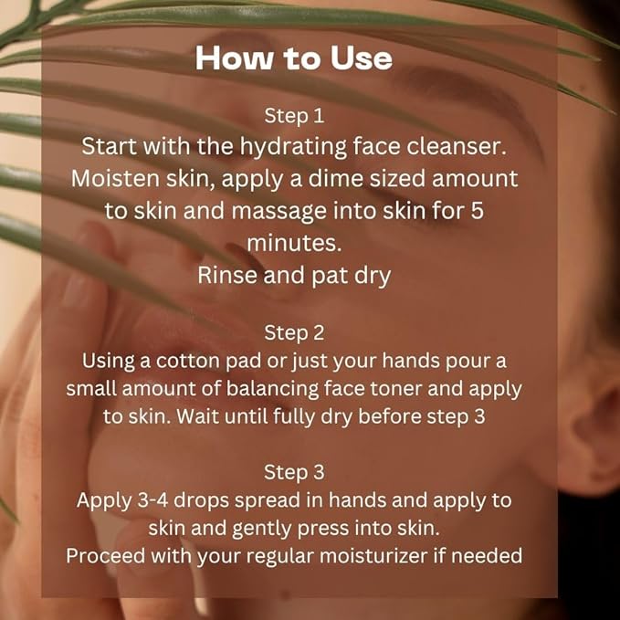 Daily Balancing Skincare Set (3 Pcs) Gift Set, Cleanser, Toner, Serum, Hyaluronic Acid, RoseExtract, Acne Prone Skin Soothing, Regenerating, Hydrating, Anti Aging Skin Care Routine, Vegan-Velvo Beauty