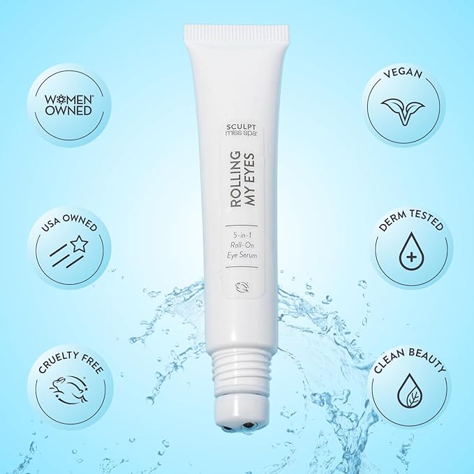 Miss Spa Eye Serum 5-in-1 Roll On Under Eye Cream, Helps De-puff and Brighten Under and Around Eyes, Anti-Aging Under Eye Roller Helps with Fine Lines and Dark Circles, Vitamin B3, Eye Bag Remover-Velvo Beauty