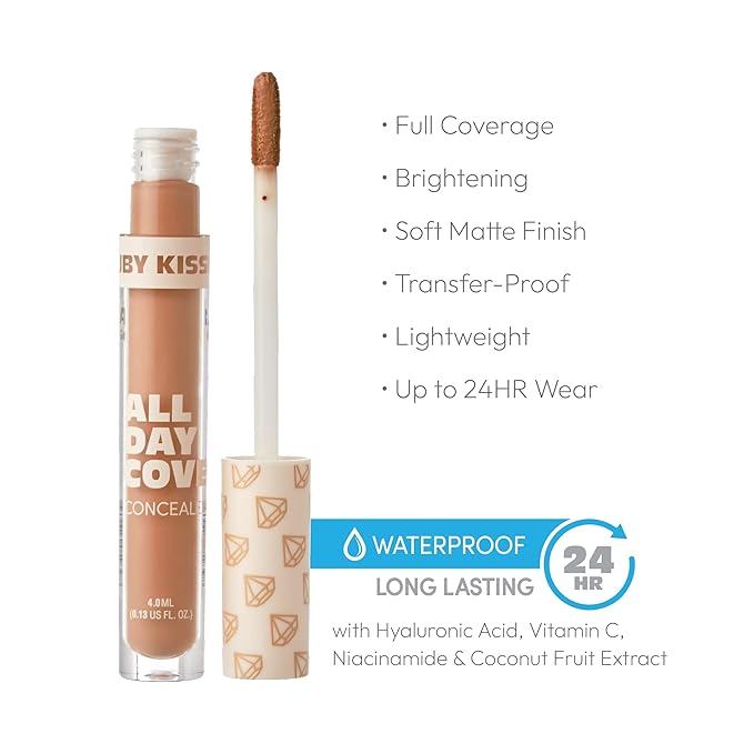 Ruby Kisses All Day Concealer Lightweight Full Coverage Multi-Use Concealer 0.13 Fl Oz (Warm Honey)-Velvo Beauty