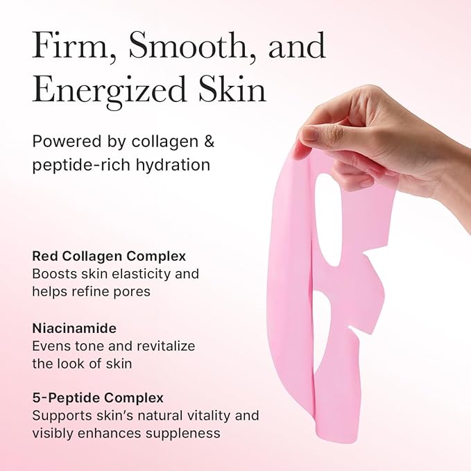 Red Collagen Jello Mask, Plump & Hydrating x 4ea, Overnight Hydrogel Mask for Dry, Mature Skin, Packed with Collagen, 5 Peptides, 2% Niacinamide-Velvo Beauty