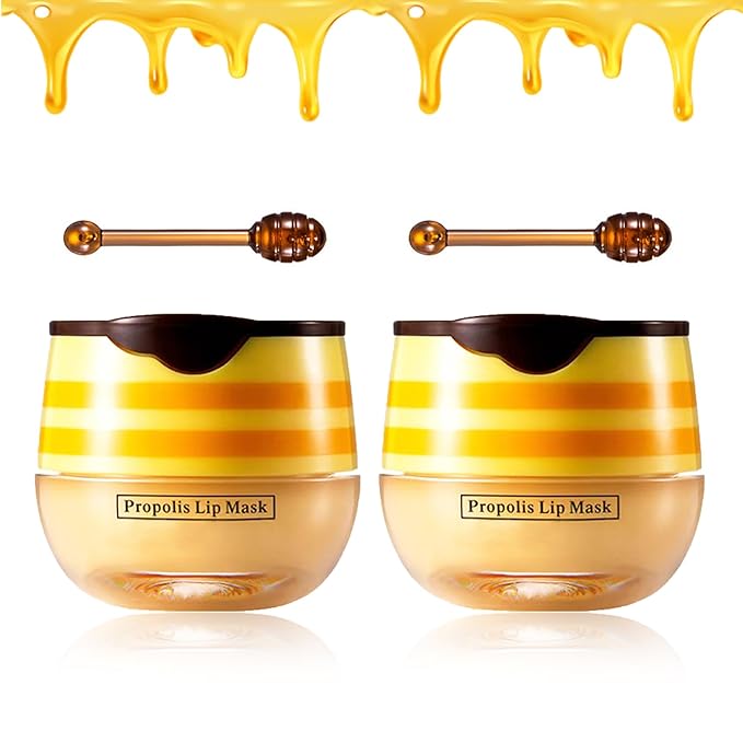 2PCS Bee Lip Balm Honey Pot Honey Lip Balm Sleeping Lip Mask Silky Hydrating Bee Lip Balm Lip Mask Overnight Lip Care Products-Velvo Beauty