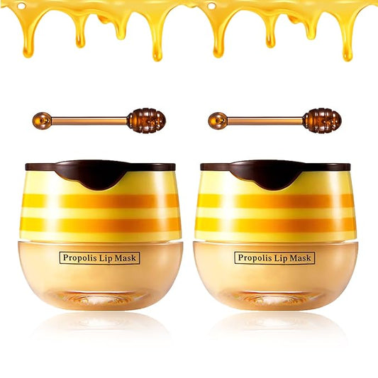 2PCS Bee Lip Balm Honey Pot Honey Lip Balm Sleeping Lip Mask Silky Hydrating Bee Lip Balm Lip Mask Overnight Lip Care Products-Velvo Beauty
