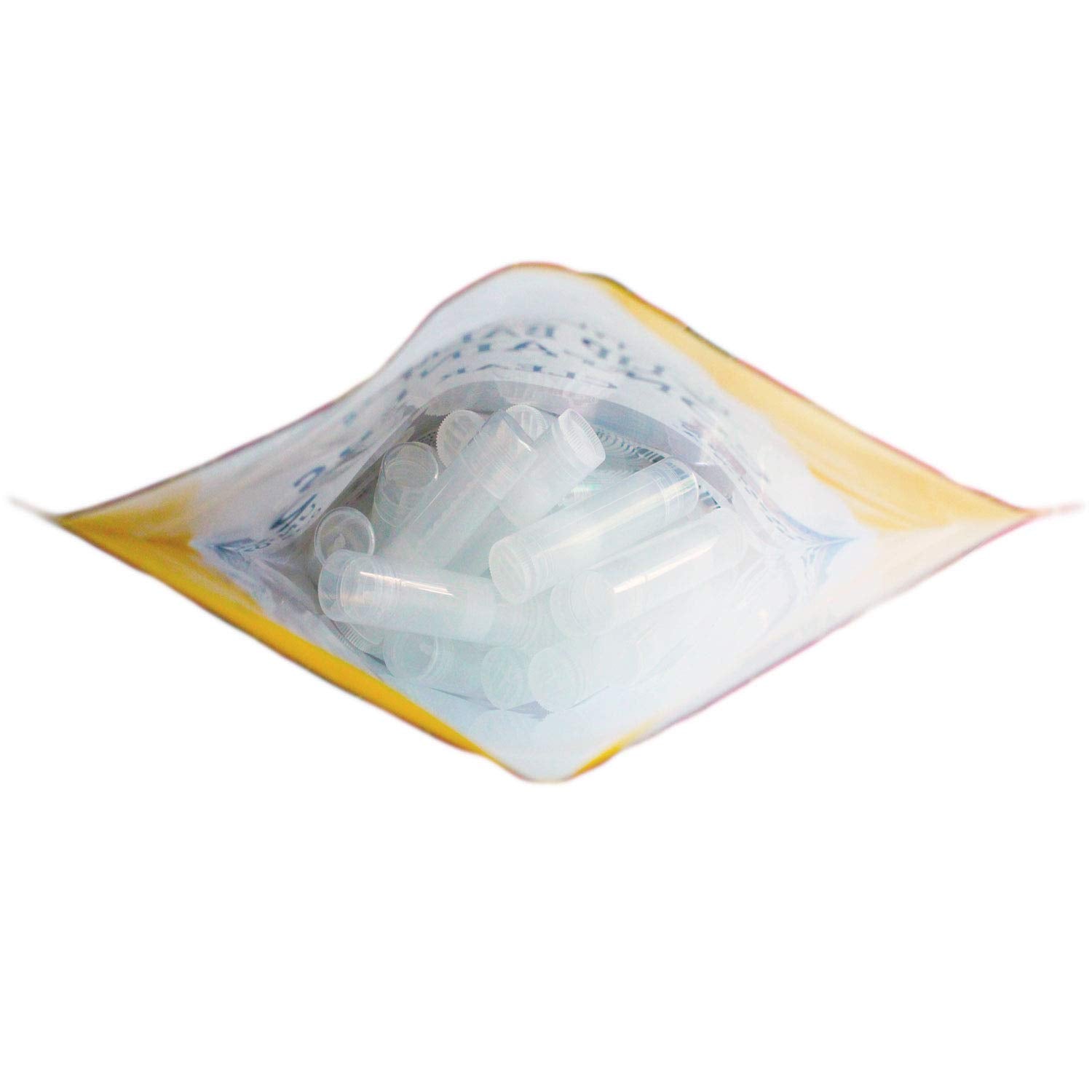 50 Clear Lip Balm Containers Round Tubes, BPA Free, Made in USA, 100% BPA Free, with Clear Caps For DIY Lipstick, homemade Lip Balms by Mary Tylor Naturals-Velvo Beauty