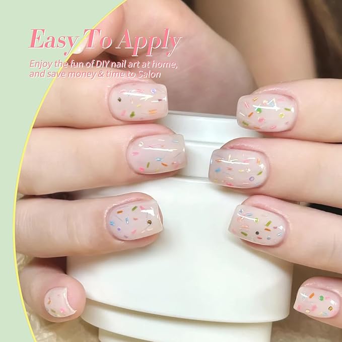 Born Pretty Jelly Pastel Gel Nail Polish 6 Colors Spring Summer Yellow Green Blue Purple Pink Candy Sweet Colors Apex Building Effect Gel Polish Kit Nail Art Gel Manicure Kit DIY at Home Salon Gifts-Velvo Beauty