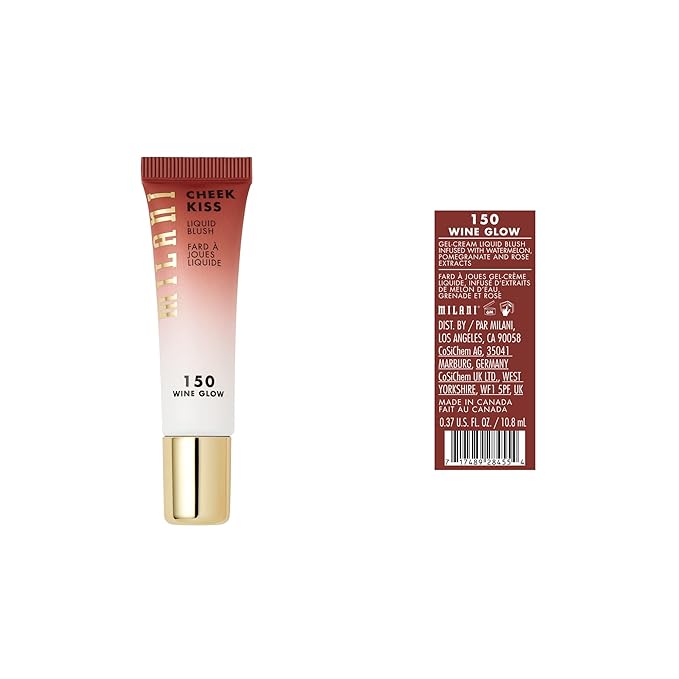 Milani Cheek Kiss Liquid Blush Makeup - Blendable & Buildable Cheek Blush, Lightweight Liquid Blusher and Cheek Color (New Wine Glow)-Velvo Beauty