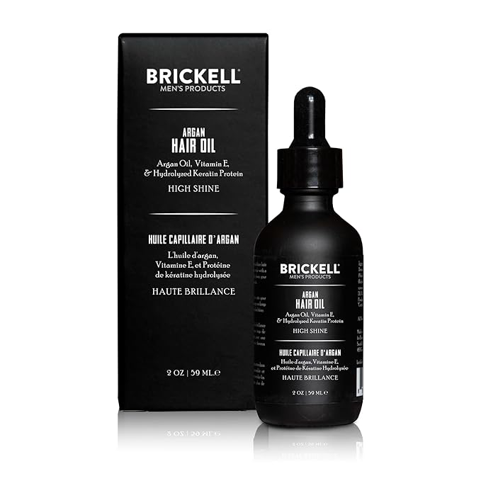 Brickell Men's Argan Oil for Hair, Natural and Organic Hair Oil For Men, Lightweight Hair Treatment, 2 Ounce, Scented-Velvo Beauty