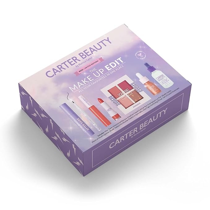Carter Beauty Make Up Edit Giftbox - Makeup Must Haves - Creates Perfect Eye And Face Looks - Includes Mascara, Eyeliner, Lipstick, Primer, Blush Palette - Vegan And Paraben Free - 7 Pc Gift Set-Velvo Beauty