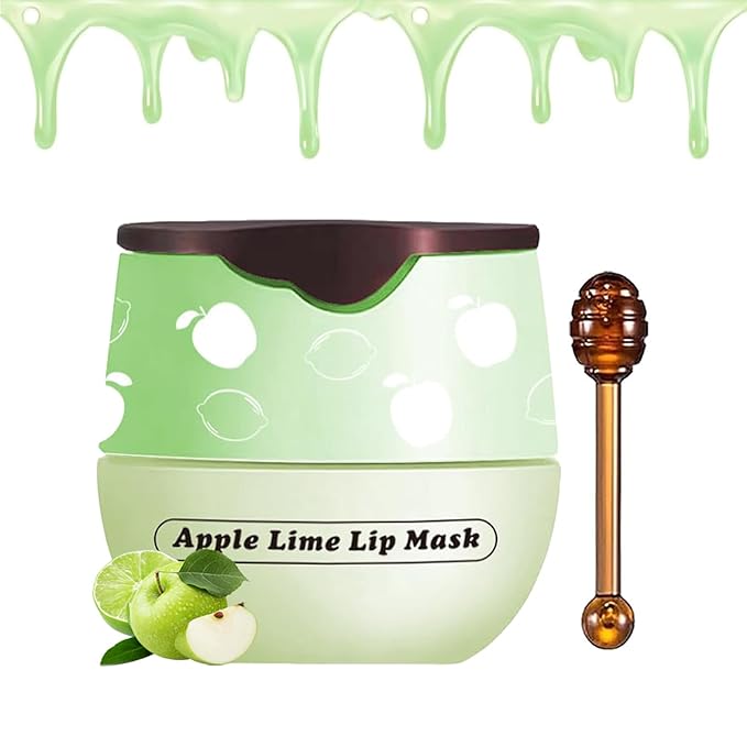 1 PCS Bee Lip Balm Honey Pot, Exfoliating Apple Bee Lip Balm Sleeping Lip Mask Overnight with Sticks, Honey Pot Lip Balm Prevention Dry Hydrating and Crack Lip Scrubs-Velvo Beauty