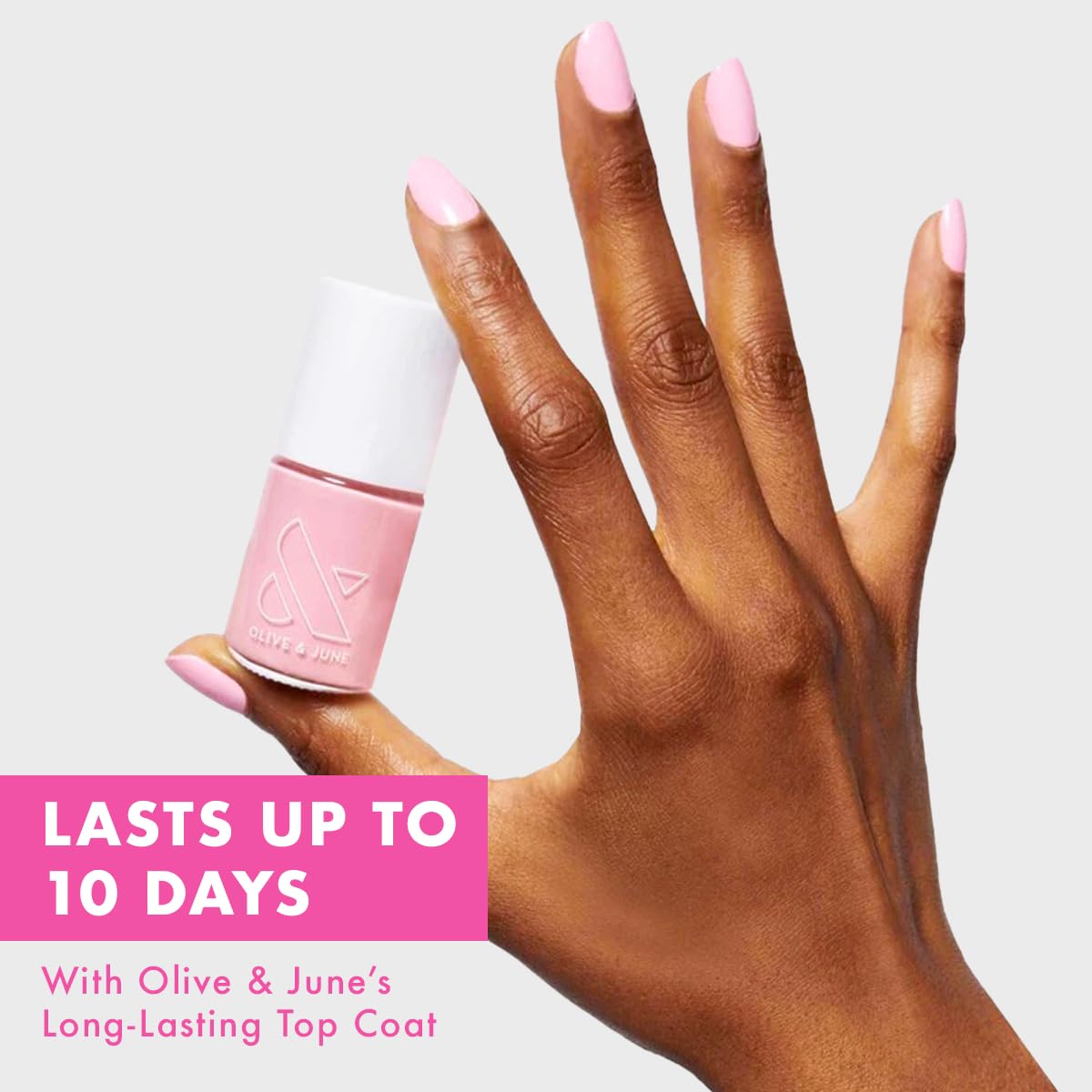 Olive & June Long Lasting Nail Polish | Plump, Gel-Like Finish No Lamp Needed | Lasts up to 10 days | Salon-Quality Color at Home | 15-Free, Vegan & Cruelty-Free Chip-Resistant Shine | SE Bubbly Pink-Velvo Beauty