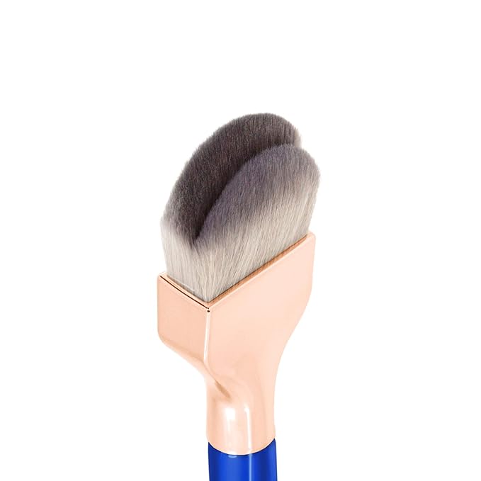 Bdellium Tools Professional Makeup Brush - Golden Triangle 971 Large Slanted Double Dome Blender - With All Vegan and Soft Synthetic Fibers, For Foundation Application & Blending (Blue, 1pc)-Velvo Beauty
