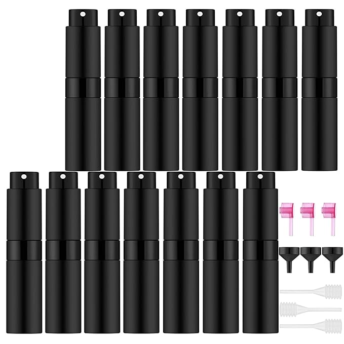14 PCS/8ML Portable Atomizer Perfume Bottles, Mini Empty Refillable Cologne Spraye Bottle, Pocket Travel Perfume Liquid Sprayer (Matte Black)-Velvo Beauty