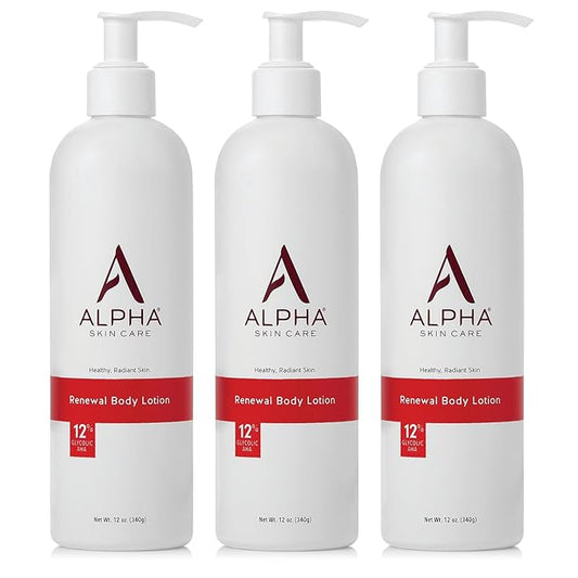 Alpha Skin Care Revitalizing Body Lotion, 12% Glycolic AHA, Simple & Effective Daily Moisturizer Hydroxy Acid, Hydrates & Exfoliates for Soft, Smooth Skin, Anti-Aging, 12 Oz, Pack of 3-Velvo Beauty
