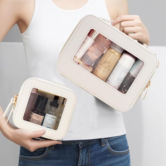 Clear Makeup Bag Small, TSA Approved Portable Toiletry Bag with Zipper Cosmetic Travel Bag Makeup Organizer Case Mini Makeup Pouch for Purse Car Organizer Bag for Women Men-Velvo Beauty
