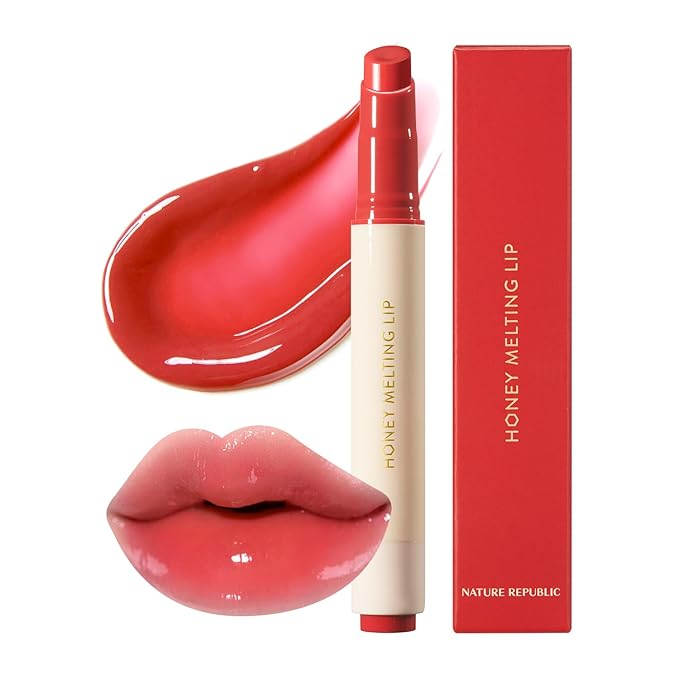 Nature Republic HONEY MELTING LIP (04 POMEGRANATE) SOFT LIP STICK, Hydrating Gloss, Moisturizing balms, Sheer tint, Shine & Glowy Finish, korean make up-Velvo Beauty