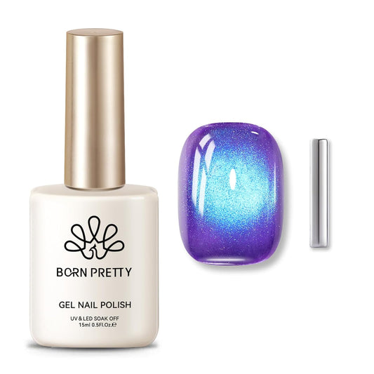 BORN PRETTY Cat Magnetic Eye Gel Nail Polish,Indigo To Violet Gradient Magnetic Gel Polish Blueberry Cat Magnetic Eye Gel Manicure Nail Art DIY 15ml-Velvo Beauty