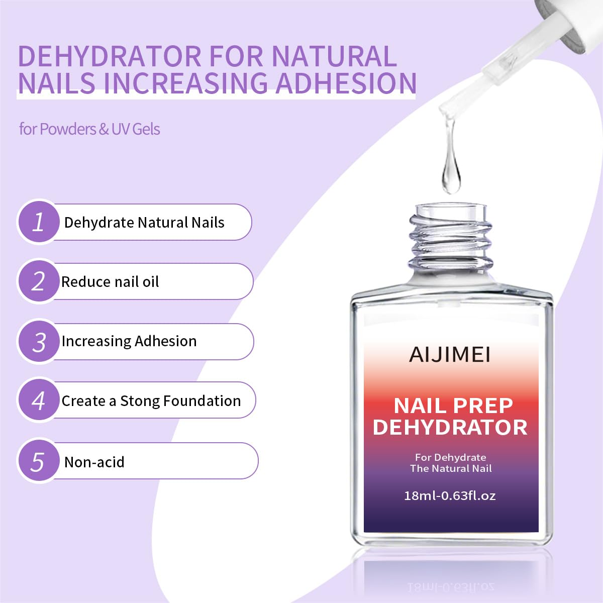 AIJIMEI 18ml Nail Prep Dehydrator And Nail Primer X-Strength Set For Acrylic Nail Products Nail Primer And Dehydrator Nail Bonding Nails（18ml/0.63fl.oz）-Velvo Beauty