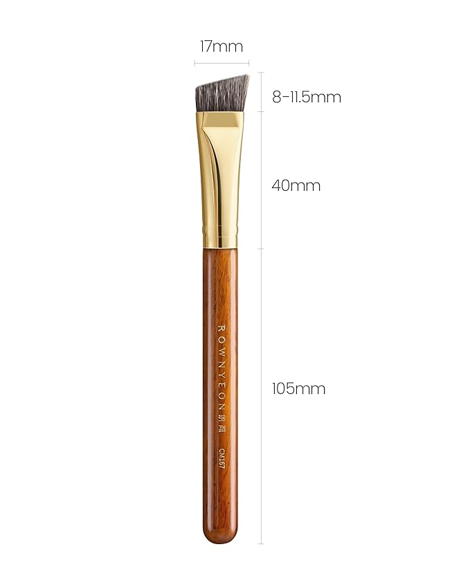 Desert Oak Series Flat Angled Eyebrow Brush - Straight Edge Design for Natural Hair-Like Strokes, 50% Weasel & Goat Hair Blend, Ebana Handle & Brass Ferrule (CM 167)-Velvo Beauty