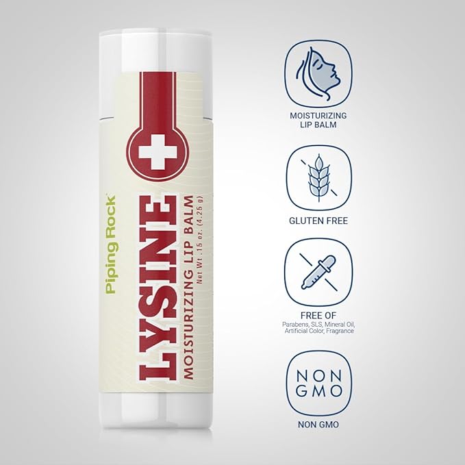 Piping Rock Lysine Lip Balm | 0.15 oz | Moisturizing and Soothing | Non GMO, Gluten Free-Velvo Beauty