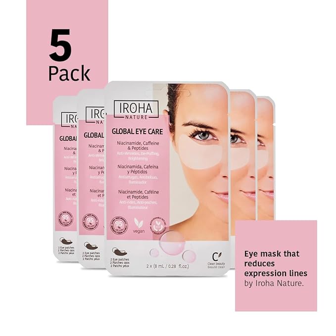 Eye Masks, Reduces Wrinkles, Dark Circles & Puffiness - Pack of 5 Pairs - Hydrating Patches with Niacinamide, Caffeine, Peptides - Vegan, Cruelty-Free, Skincare, Under Eye Treatment, Gift-Velvo Beauty