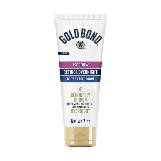 Gold Bond Age Renew Retinol Overnight Body & Face Lotion, With Retinol & Peptide Complex, for Dry Skin, 7 oz.-Velvo Beauty