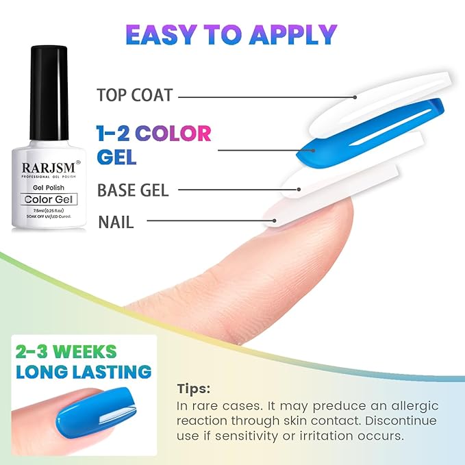 RARJSM Neon Jelly Gel Nail Polish Set 6pcs Clear Crytal Glass Yellow Blue Green Red Pink Purple Transparent Sheer Gel Varnish LED UV Curing Requires French Manicure Soad off Summer Iridescent Colors-Velvo Beauty