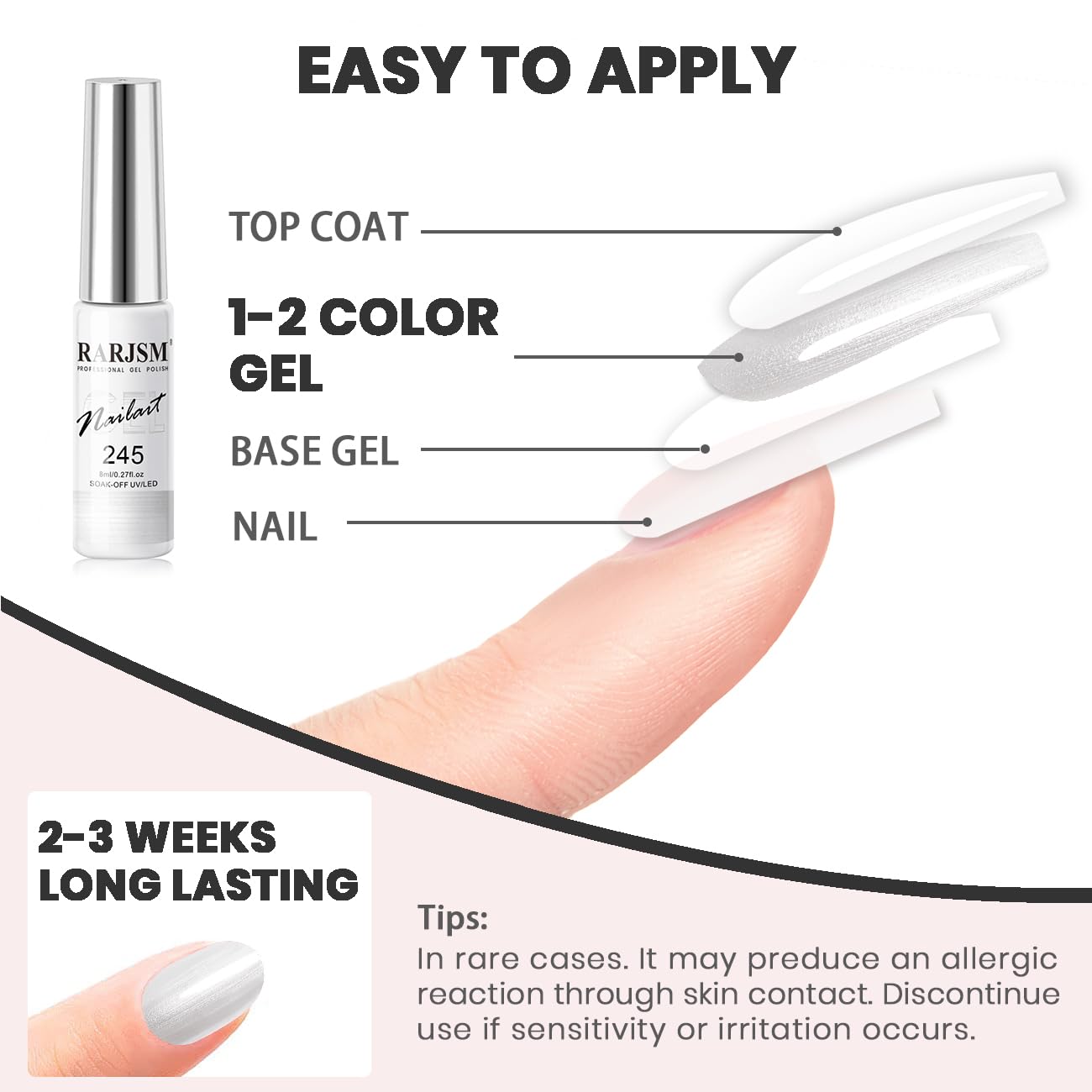 RARJSM Pearl White Gel Liner Nail Art Pearlescent Silver Shell Glitter Swirl Effect Gel Polish 8ml Build in Thin Brush Painted Drawing Striper Soak off Curing Requires for Home Salon-Velvo Beauty