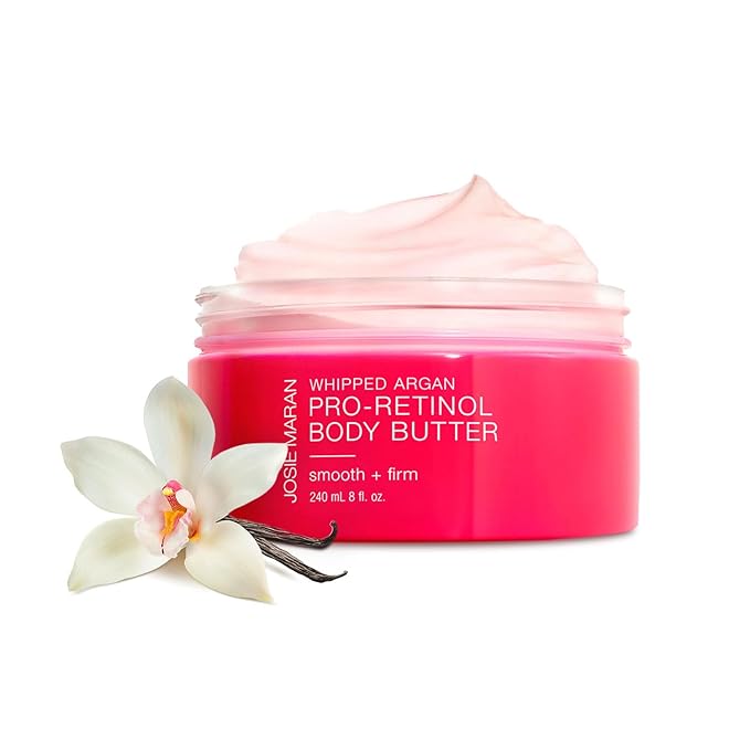Josie Maran Whipped Argan Pro-Retinol Body Butter - Ultra-Hydrating Retinol Body Cream with Air-Whipped 100% Pure Argan Oil - Smooth, Soothe & Improve the Look of Fine Lines - Vanilla Bean (8 Oz)-Velvo Beauty