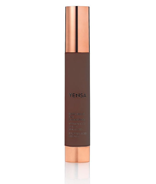 YENSA Super Silk Foundation - Full Coverage, Age-defying complex of Vitamin C, E, Ferulic, and Bakuchiol Oil (Deep 4) 1.0 fl oz-Velvo Beauty