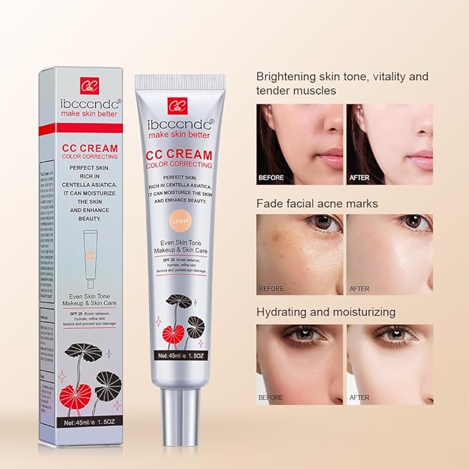 Color Correcting CC Cream,Invisible Pores Cream Foundation And Invisible Pores Concealer,CC Cream Foundation Rich In Centella Asiatic, Moisturizing And Waterproof CC Cream With Spf 25 (DARK)-Velvo Beauty