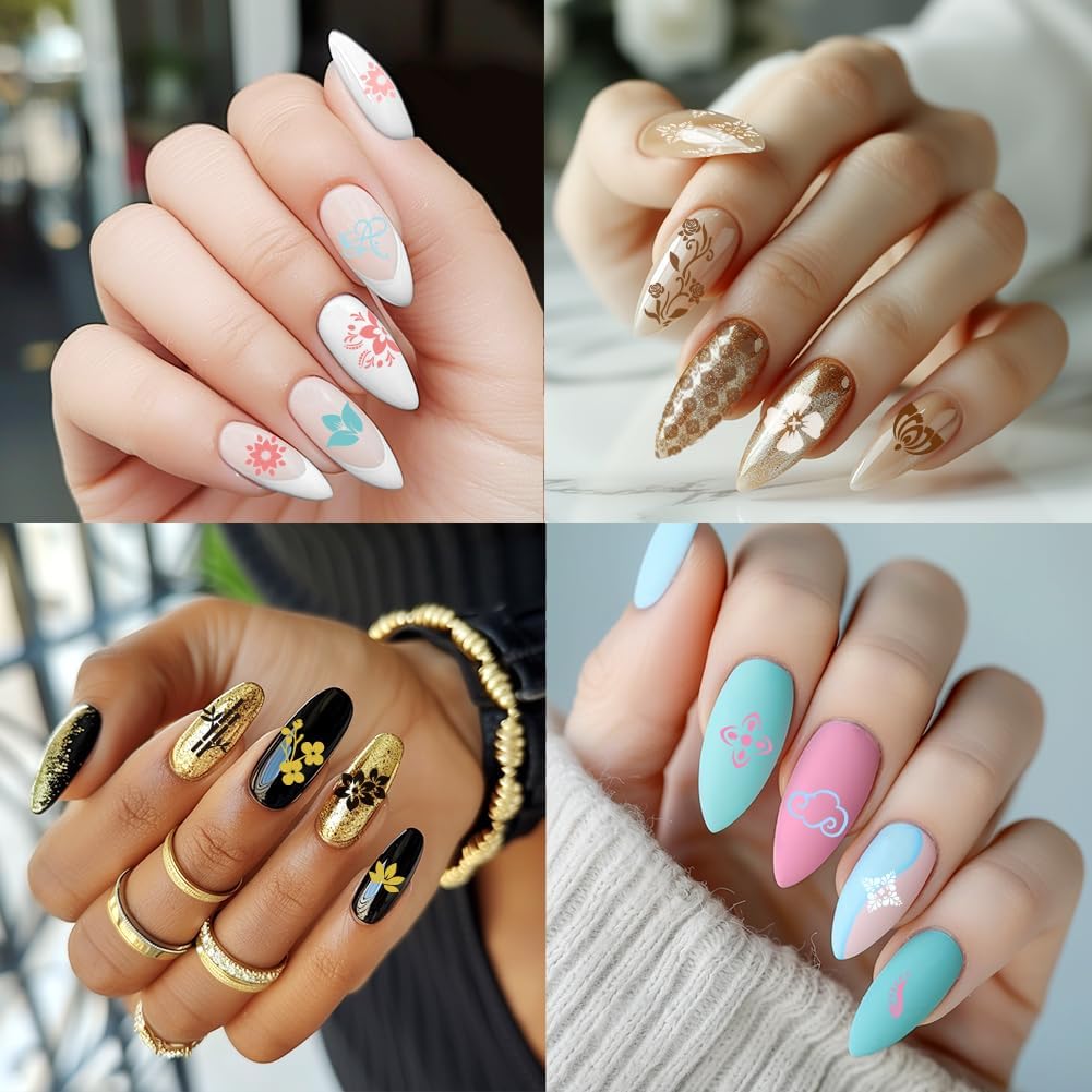 3Pcs Traditional Chinese Style Nail Stamping Plate Set Bamboo Floral Steel Nail Stamp Templates Clear Silicone Nails Stamping with Stamper Scraper for Manicure Printing-Velvo Beauty