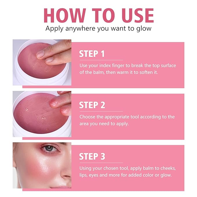 KYDA Miracle Glow Balm, Glow Tinted Blush Balm, Multiuse Face Balm for Cheek Lips Eyes, Hydrating Cream Blush, Blendable Lightweight, Shimmer Blusher, Sheer Pink, 1.76 oz-Velvo Beauty