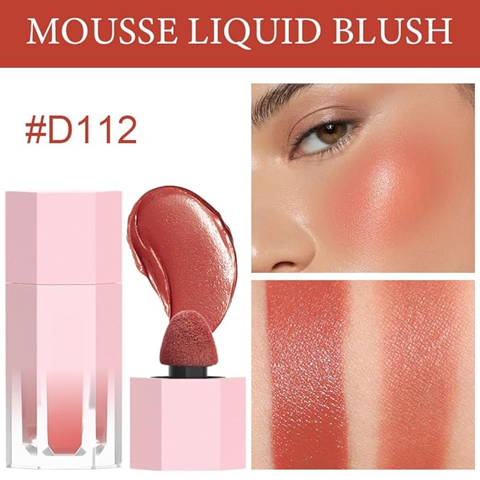 evpct 2Pcs Soft Cream Velvet Liquid Blush Makeup for Cheeks Lips, Moisturizing Lightweight Blendable Feel Waterproof Long-Wearing Smudge Proof Natural Matte Finish Looking Dewy Cheek Tint D110 & D112-Velvo Beauty