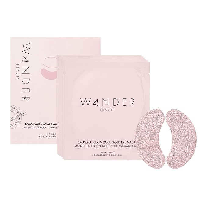 Wander Beauty Baggage Claim - Rose Gold Foil Under Eye Patches For Dark Circles and Puffiness - Under Eye Mask Depuffs & Firms - Brightening Eye Mask for Under Eye Bags (6 Pairs)-Velvo Beauty