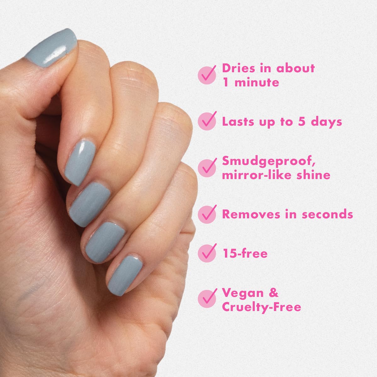 Olive & June Quick Dry Nail Polish | Instant, Fast-Drying, Smudgeproof Color | 15-free, Vegan, Cruelty-Free Formula | Lasts up to 5 Days | Salon-Quality Manicure, Pedicure at Home | Vintage Denim Blue-Velvo Beauty